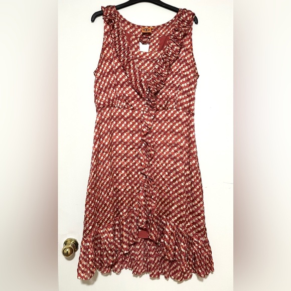 Tory Burch Red Janetta Circle Clip Dot Print Dress Size 14 - Picture 3 of 6